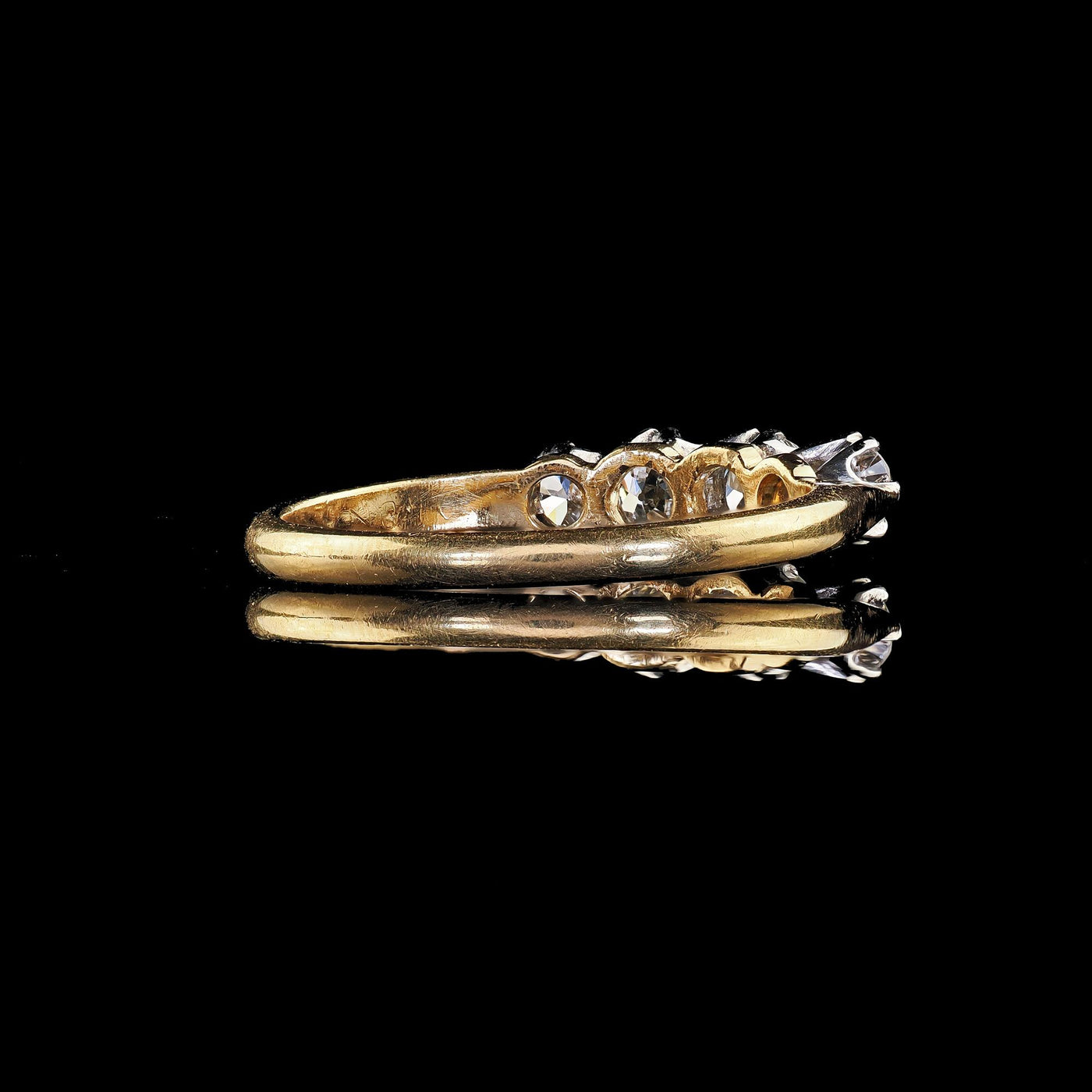 Antique Edwardian 18K Gold and Platinum Old Cut Four Stone Diamond Ring