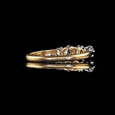Antique Edwardian 18K Gold and Platinum Old Cut Four Stone Diamond Ring