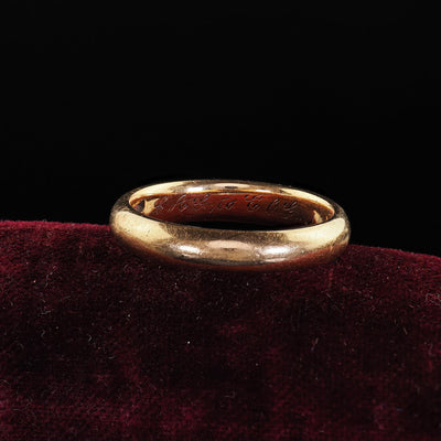 Antique Edwardian 18K Yellow Gold Engraved Classic Wedding Band - Size 7