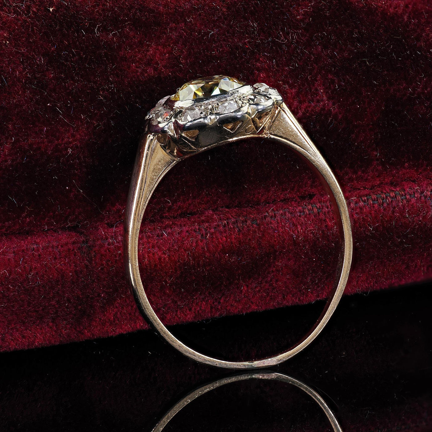 Antique Art Deco 14K Yellow Gold Yellow Old Euro Diamond Engagement Ring - GIA