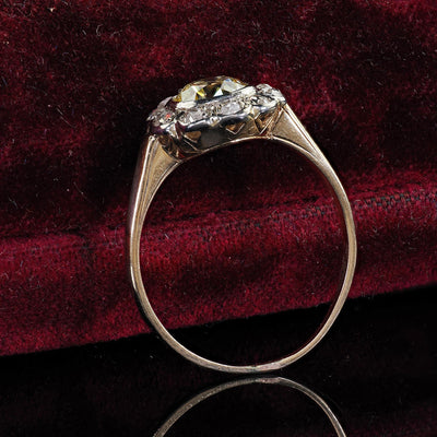 Antique Art Deco 14K Yellow Gold Yellow Old Euro Diamond Engagement Ring - GIA