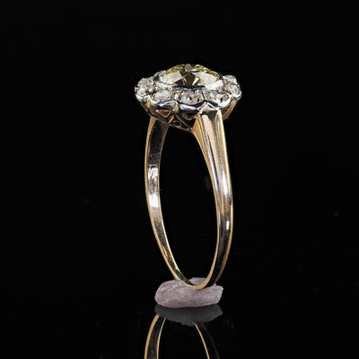 Antique Art Deco 14K Yellow Gold Yellow Old Euro Diamond Engagement Ring - GIA