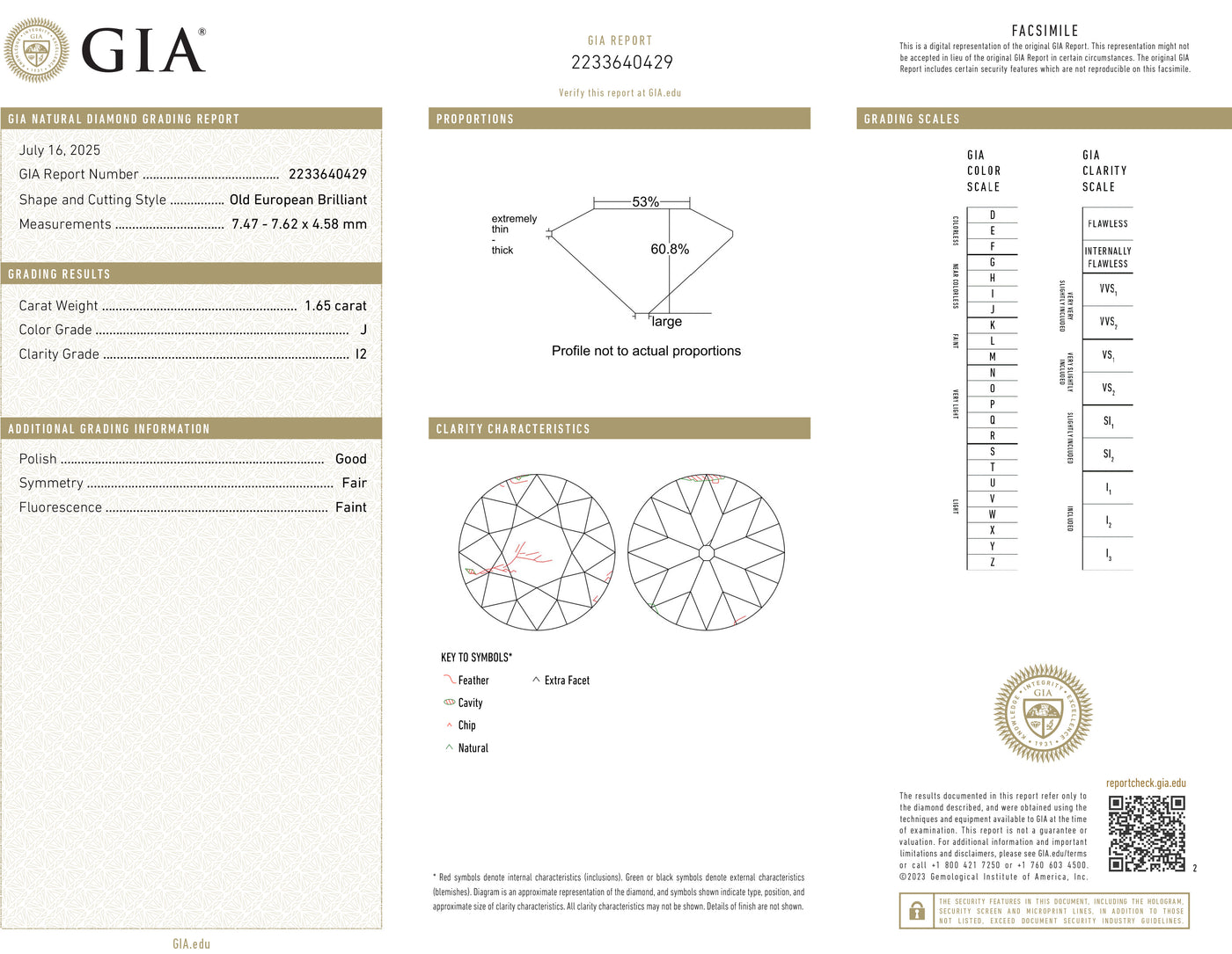 Antique Victorian 14K Yellow Gold Old Euro Diamond Engagement Ring - GIA