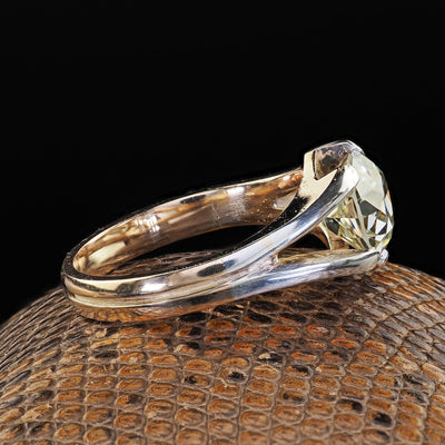 Antique Arts and Crafts 14K Gold Silver Old Euro Diamond Engagement Ring - GIA