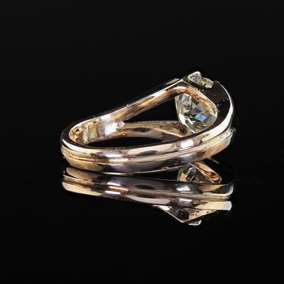 Antique Arts and Crafts 14K Gold Silver Old Euro Diamond Engagement Ring - GIA
