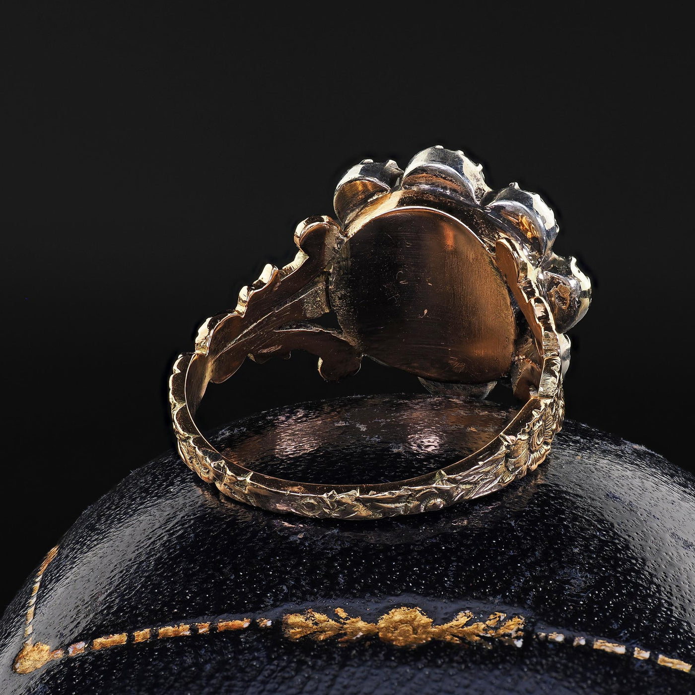 Antique Victorian 18K Gold and Silver Rose Cut Diamond and Opal Engagement Ring