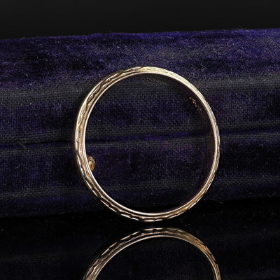 Antique Art Deco 14K Yellow Gold Engraved Wedding Band - Size 11