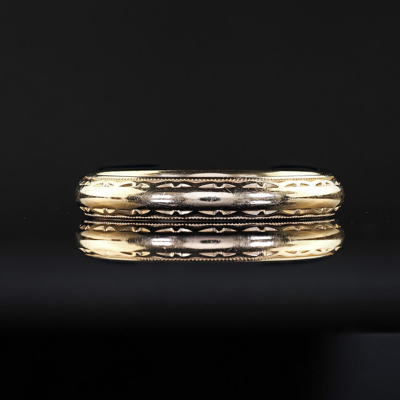 Antique Art Deco 14K Yellow Gold Engraved Wedding Band - Size 11