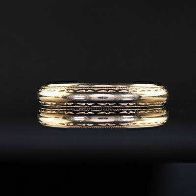 Antique Art Deco 14K Yellow Gold Engraved Wedding Band - Size 11