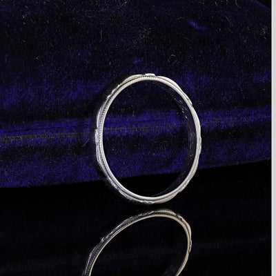 Antique Art Deco Platinum Engraved Wedding Band - Size 6 1/2