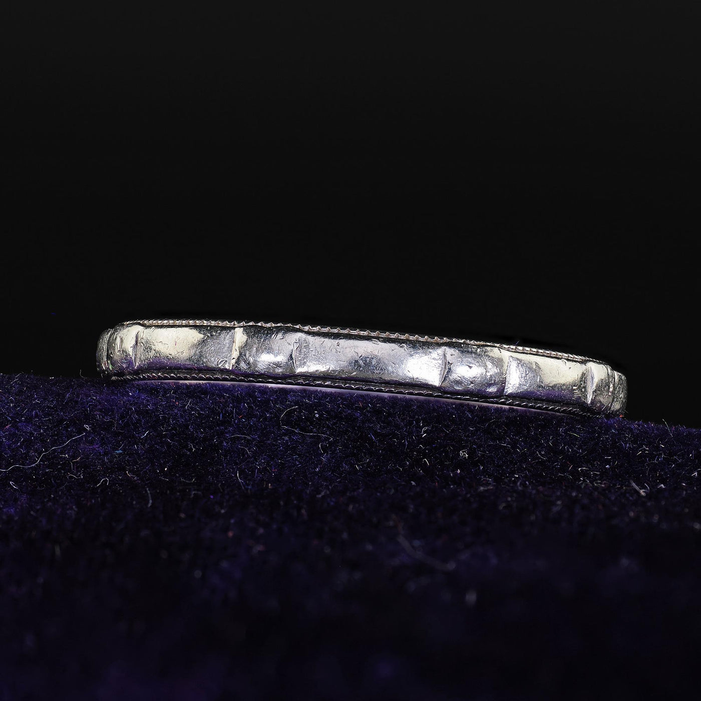 Antique Art Deco Platinum Engraved Wedding Band - Size 6 1/2