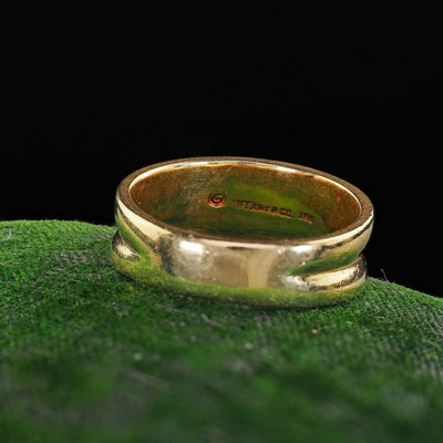 Vintage Tiffany and Co 18K Yellow Gold Wide Wedding Band - Size 6 1/4