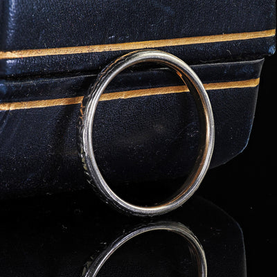 Antique Art Deco Woods and Sons 18K Two Tone Gold Engraved Wedding Band - Size 7