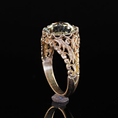 Antique Victorian 14K Gold Rose Cut Diamond Filigree Engagement Ring - GIA