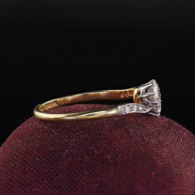 Antique Edwardian 18K Gold and Platinum Toi et Moi Old European Diamond Ring