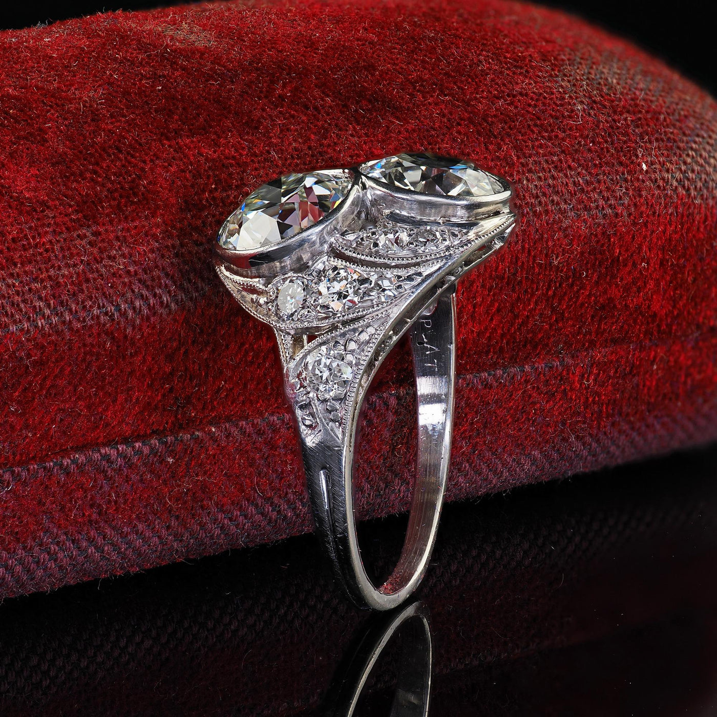 Antique Edwardian Platinum Old Euro Diamond Toi et Moi Engagement Ring - GIA