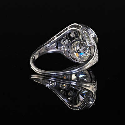 Antique Edwardian Platinum Old Euro Diamond Toi et Moi Engagement Ring - GIA