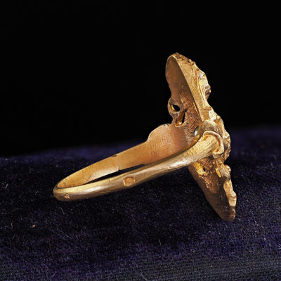 Antique French Art Nouveau 18K Yellow Gold Old Mine Diamond Floral Ring