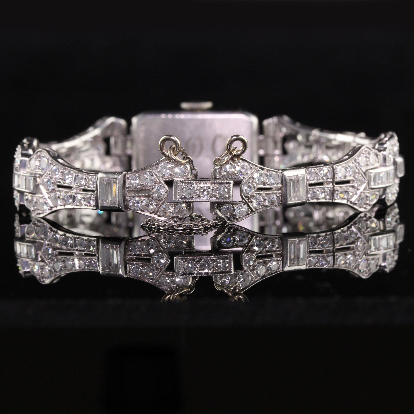 LAYAWAY 4 of 6 - Antique Art Deco Blancpain Platinum Old Cut Diamond Baguette Ladies Dress Watch