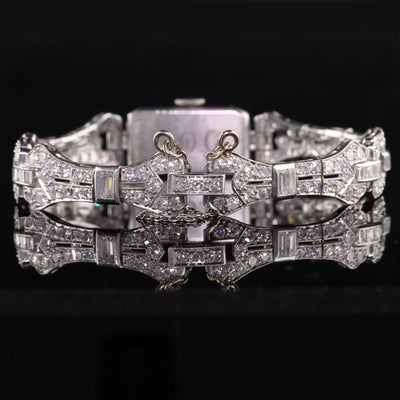 LAYAWAY 4 of 6 - Antique Art Deco Blancpain Platinum Old Cut Diamond Baguette Ladies Dress Watch