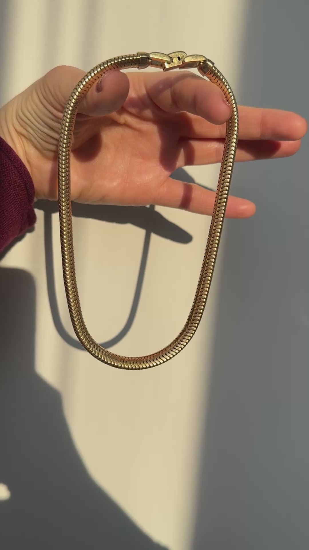 Vintage Estate 14K Yellow Gold Thick Wide Snake Chain - 15 3/4 inches