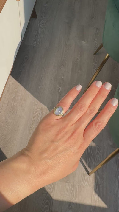 Antique Art Deco 14K Yellow Gold Natural Cabochon Star Sapphire Filigree Ring