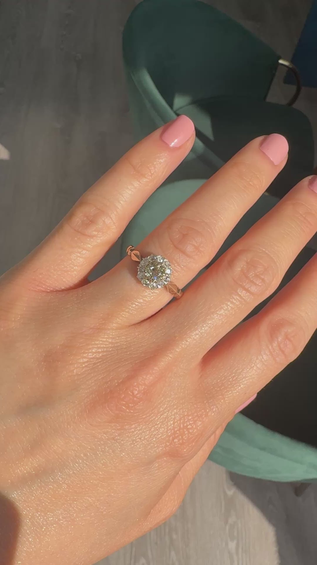 Antique Victorian 14K Gold and Silver Top Old Mine Diamond Engagement Ring - GIA
