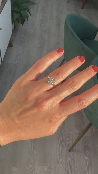 Antique Victorian 14K Yellow Gold Old Mine Diamond Cluster Engagement Ring - GIA