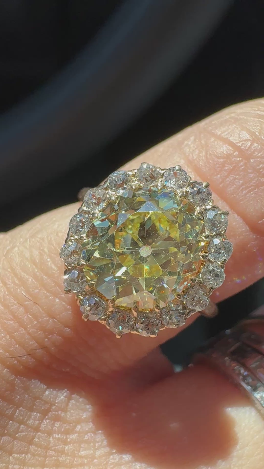 Antique Victorian 18K Gold Fancy Yellow Old Mine Diamond Engagement Ring - GIA