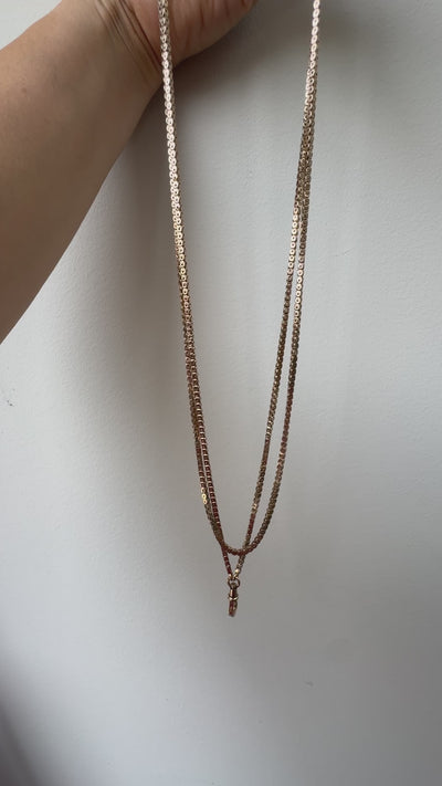 Antique Victorian 9K Rose Gold Star Pattern Chain Necklace - 62 Inches