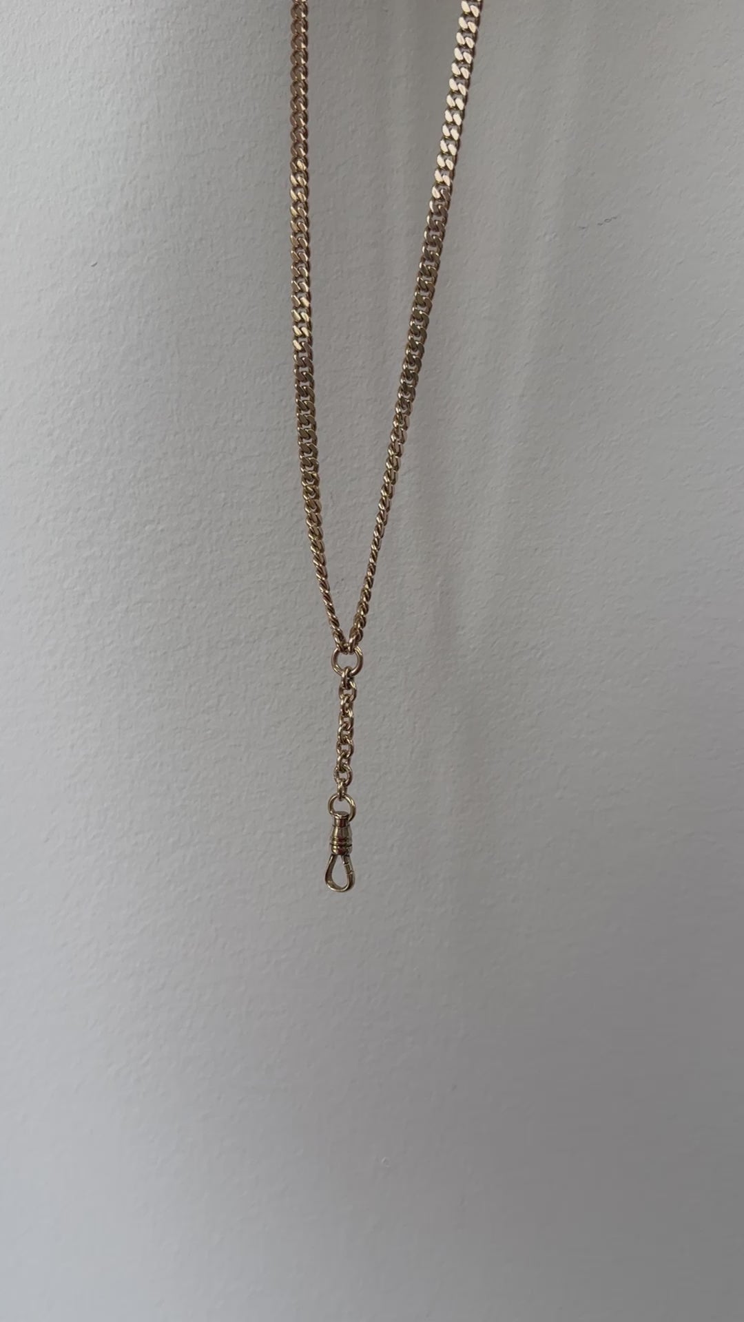 Antique Edwardian 14K Rose Gold Curb Link Drop Necklace Chain - 21 Inches