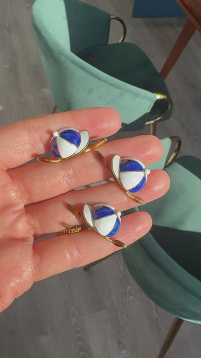 Vintage Tiffany Shlumberger 14K/18K Gold Enamel Jockey Cufflink Tie Stud Set