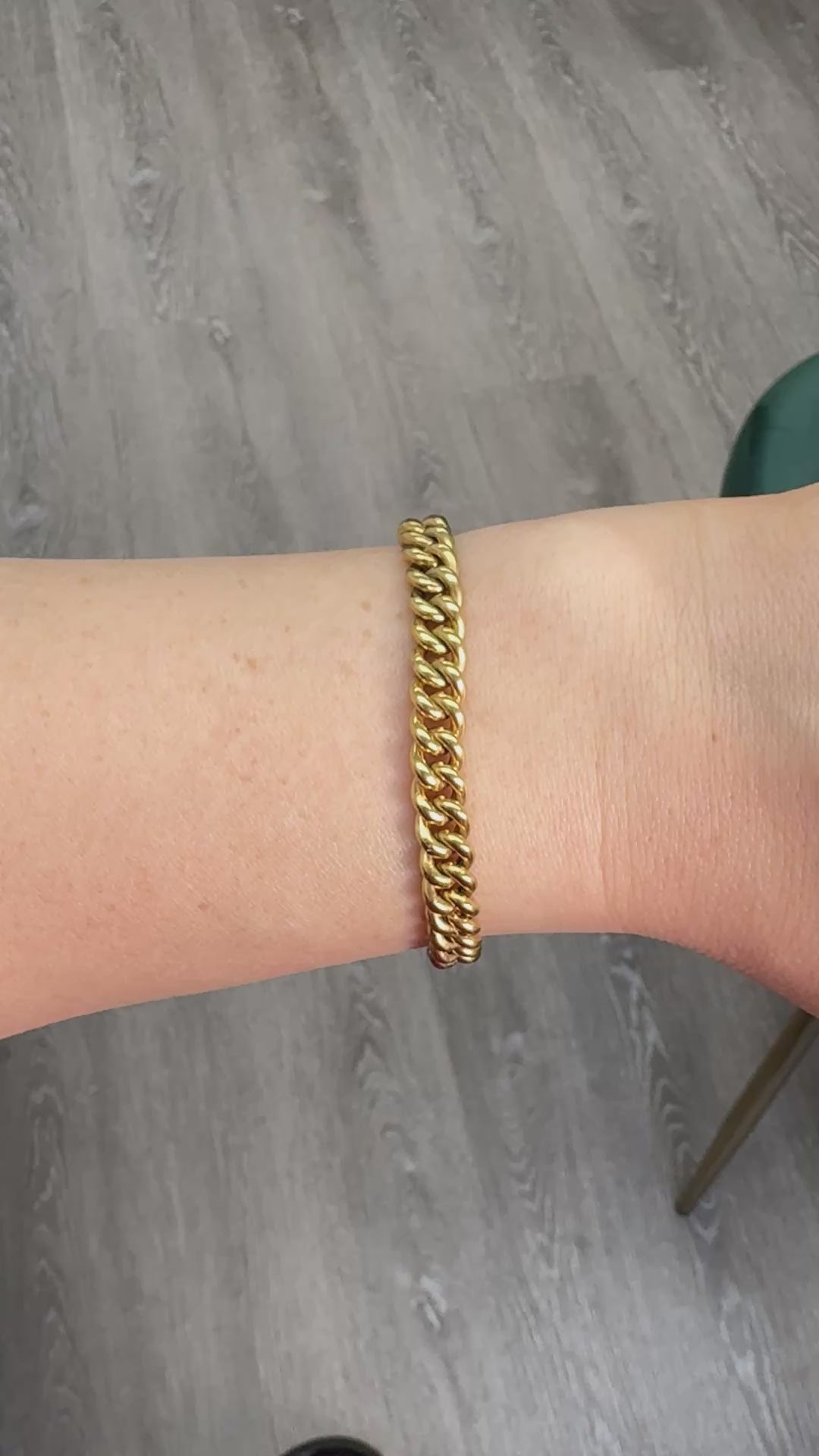 Antique Victorian 8K Yellow Gold Hollow Curb Link Chain Bracelet - 7.5 inches