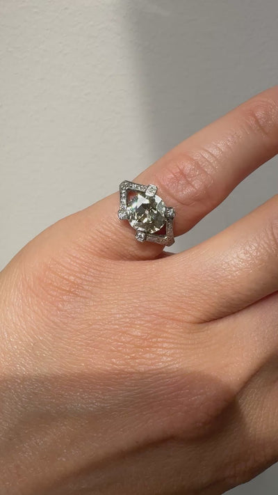 Antique Art Deco Platinum Old Euro Cut Diamond Filigree Engagement Ring - GIA