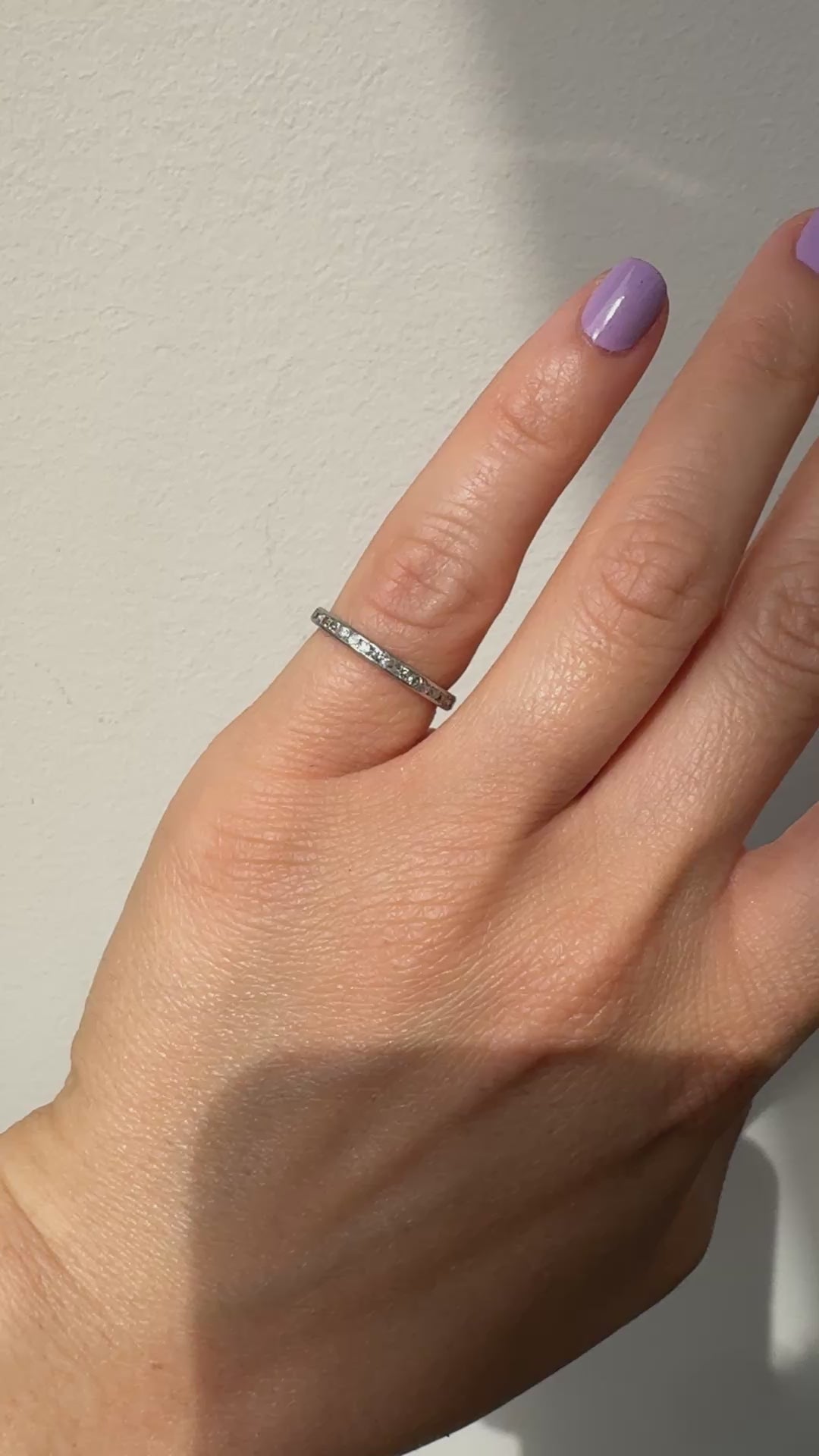 Antique Art Deco Platinum Single Cut Diamond Eternity Band Ring - Size 5 3/4
