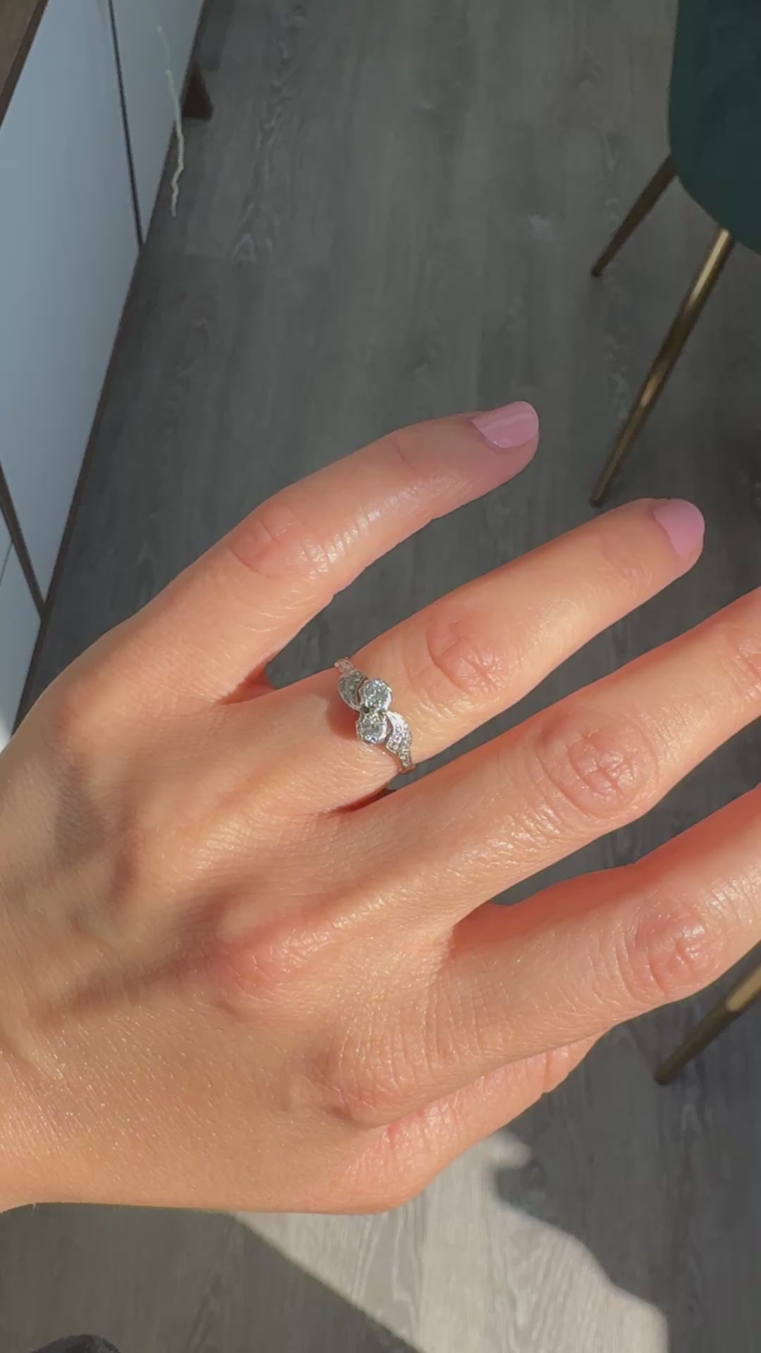 Antique Art Deco 18K Gold and Platinum Old Cut Diamond Toi Et Moi Ring