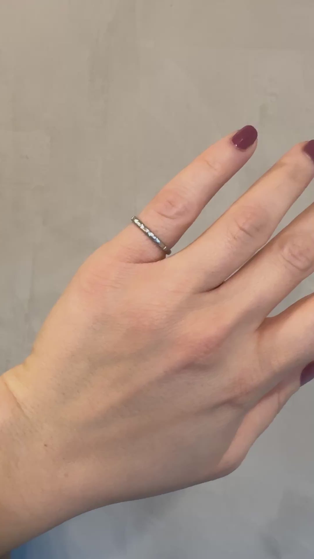 Antique Art Deco Platinum Engraved Wedding Band - Size 6 1/2