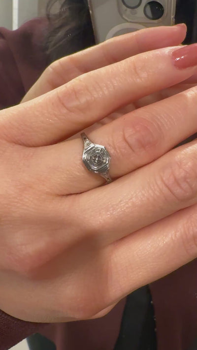 Antique Art Deco J. E. Caldwell Platinum Asscher Cut Engagement Ring - GIA
