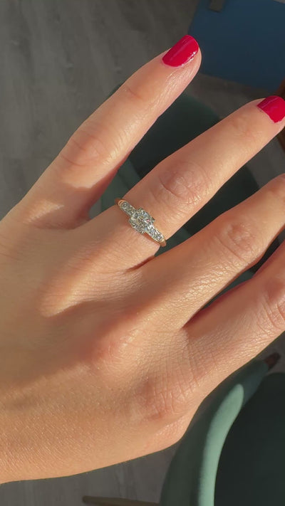 Antique Art Deco 14K Yellow Gold Old European Cut Diamond Engagement Ring
