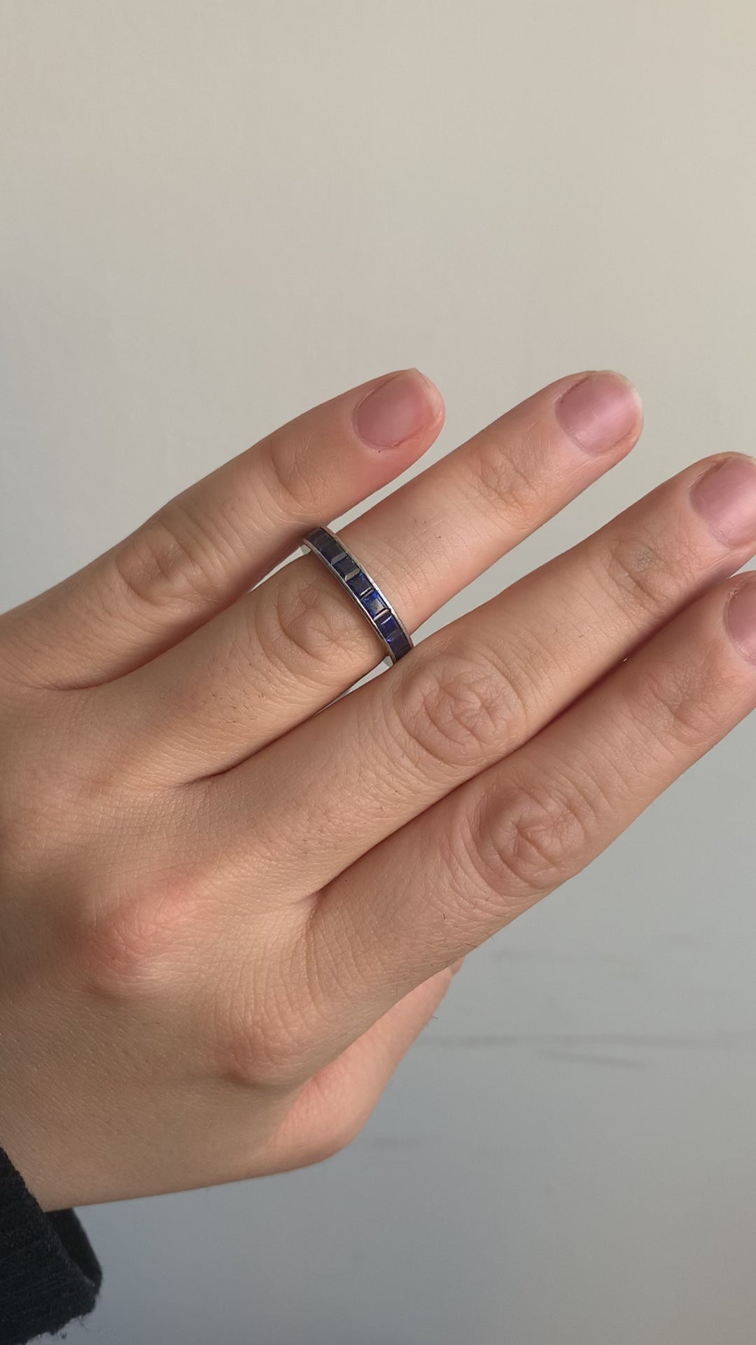 Antique Art Deco Platinum Square Cut Sapphire Eternity Band