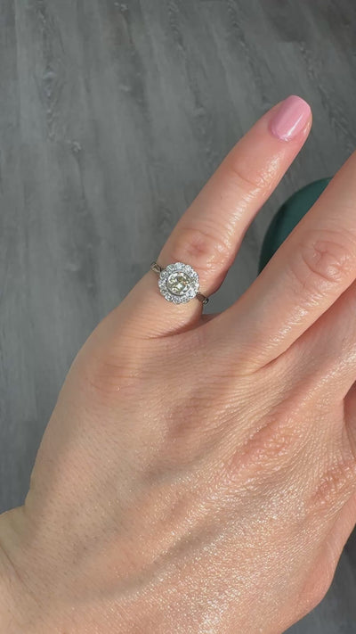 Antique Edwardian 14K Gold and Platinum Old European Diamond Engagement Ring