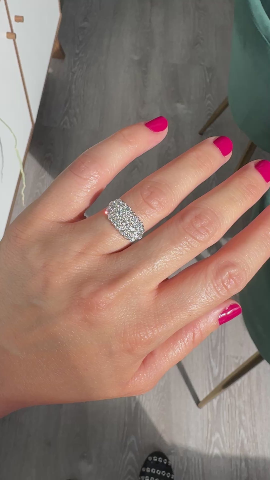 Antique Art Deco Old European Cut Diamond Cluster Saddle Cocktail Band Ring