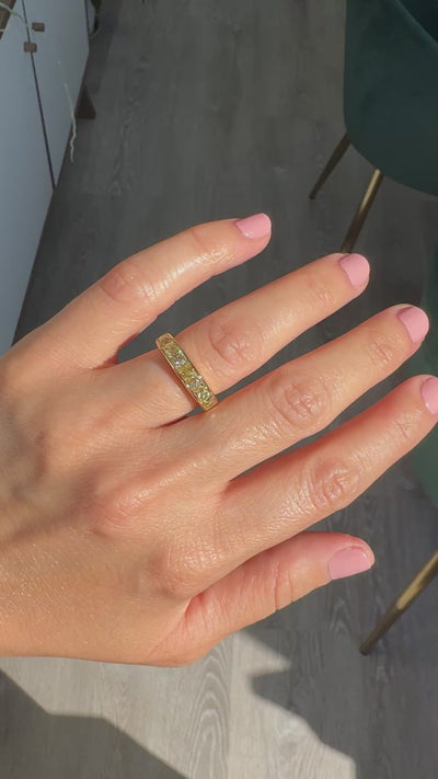 Contemporary 18K Yellow Gold Reclaimed Yellow French Cut Diamond Wedding Band
