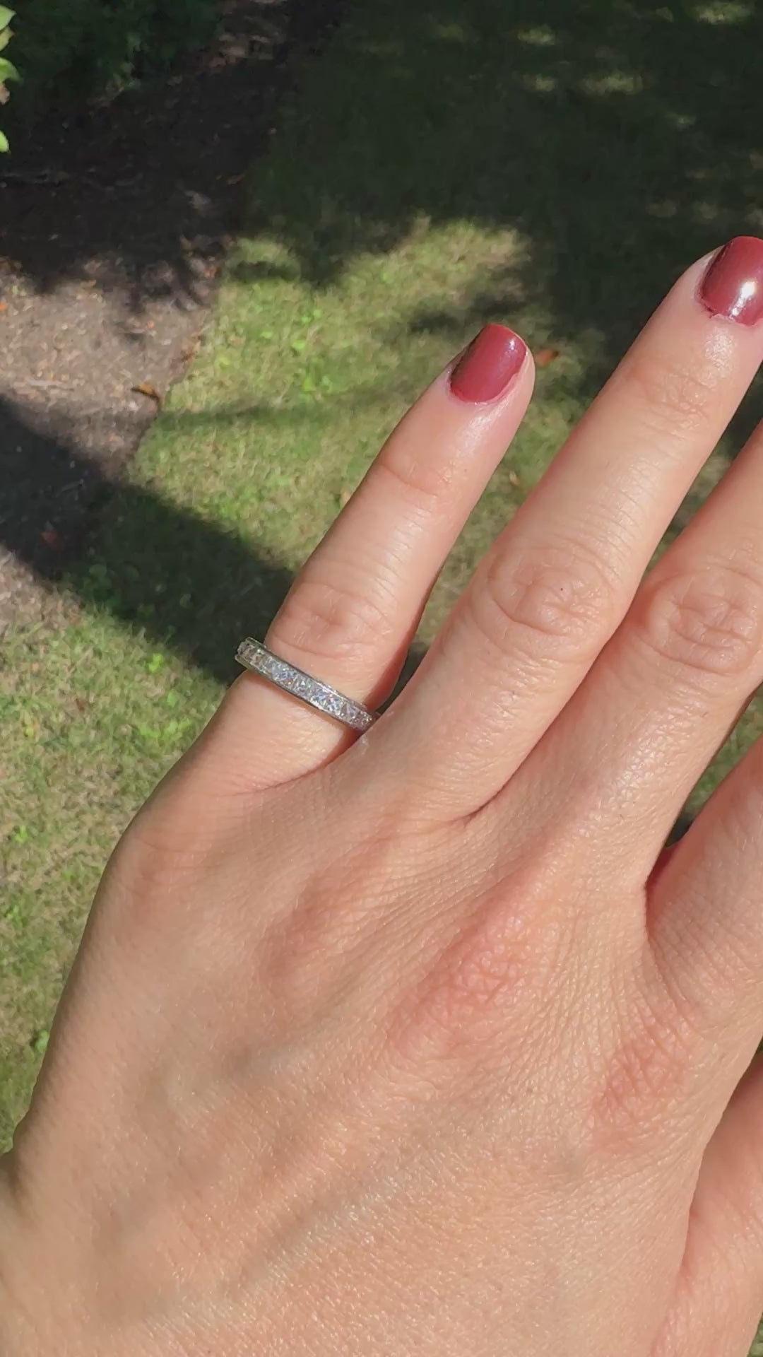 Art Deco Revival Platinum Reclaimed French Cut Diamond Eternity Band - Size 6