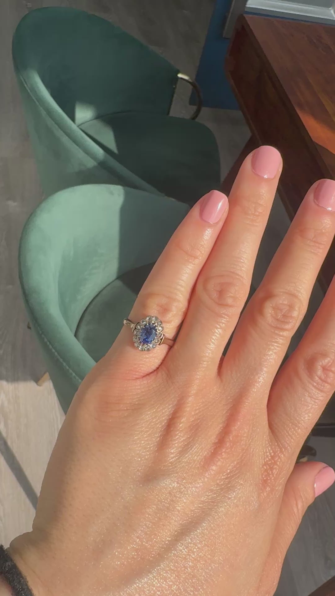 Antique Victorian 18K Rose Gold Sapphire and Diamond Engagement Ring - GIA