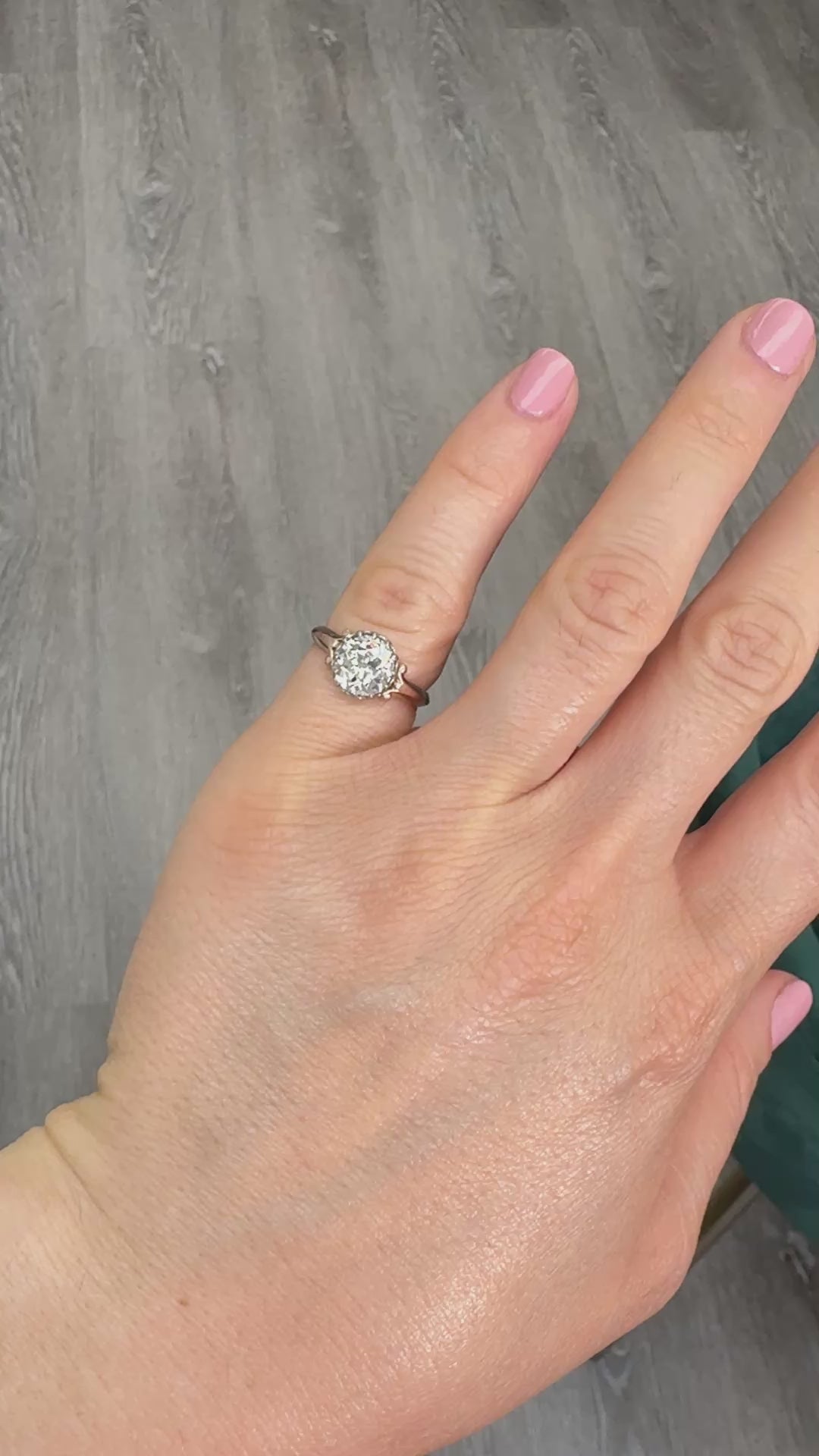Antique Edwardian 18K Rose Gold Platinum Old Mine Diamond Engagement Ring - GIA