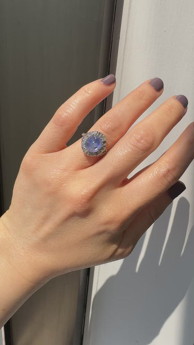 Antique Victorian 18K Gold Cabochon Sapphire Rose Cut Diamond Engagement Ring