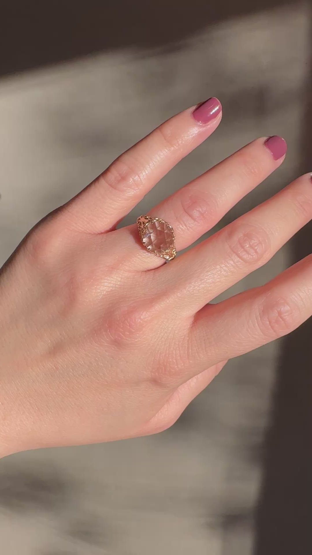 Antique Victorian 14K Gold Rose Cut Diamond Filigree Engagement Ring - GIA