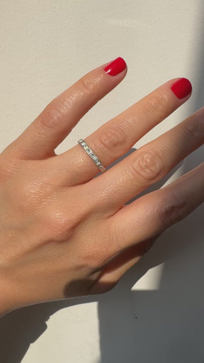 Antique Art Deco Platinum Single Cut Diamond Engraved Wedding Band - Size 8 1/4