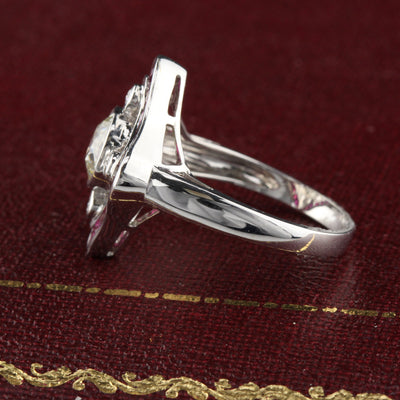 Art Deco 18K White Gold Diamond and Ruby Ring - The Antique Parlour